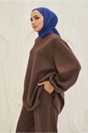 25K2277 - KAHVE - FİTİLLİ KUMAŞ OVERSIZE İKİLİ TAKIM