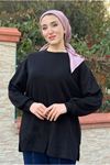 25K4419 - SİYAH - OVERSIZE MELANJLI TUNİK 