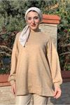 25K4419 - CAMEL  - OVERSIZE MELANJLI TUNİK