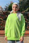 25K4437 - NEON YEŞİL - ÜÇ İPLİK ŞARDONLU BASIC SWEAT