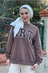 25K4443 - KAHVE - ART ÜÇİPLİK SWEAT